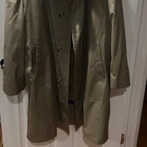 London Fog Men's Tan Trench Coat Brown Faux Fur W/Removable Zipper Size 42S